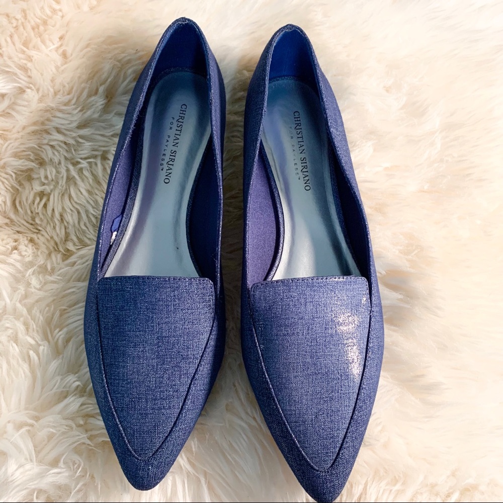 NEW ‘Blue Denim Fabric PointyToe Flats’
